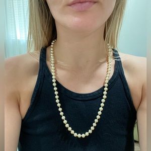 NWT Vintage Faux Pearl Necklace Hand-Knotted